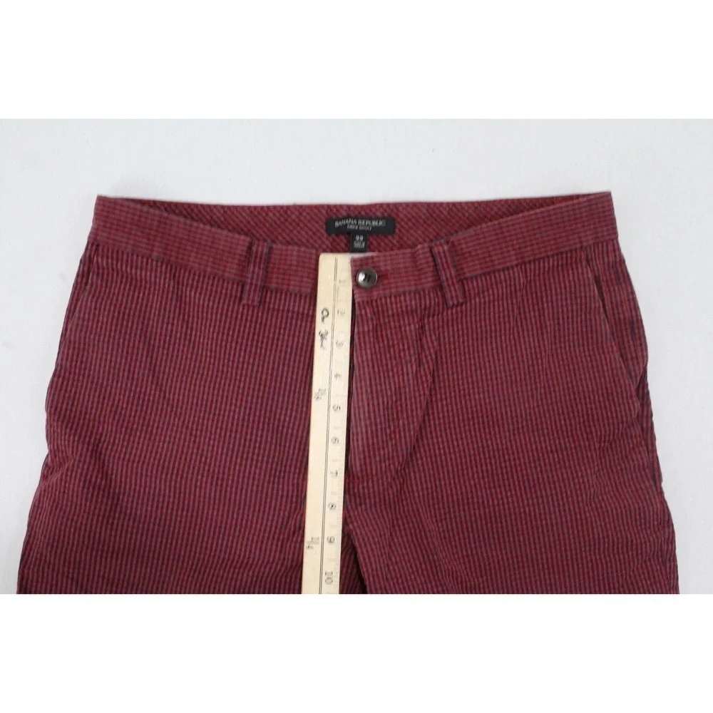 Banana Republic Men Red Black Striped Shorts Aiden Size 33